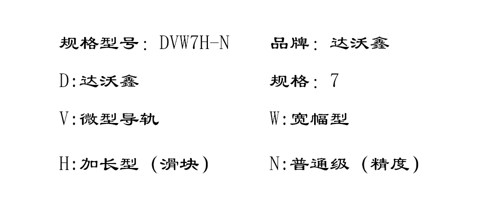 DVW7H-N寬幅微型導軌型號圖片